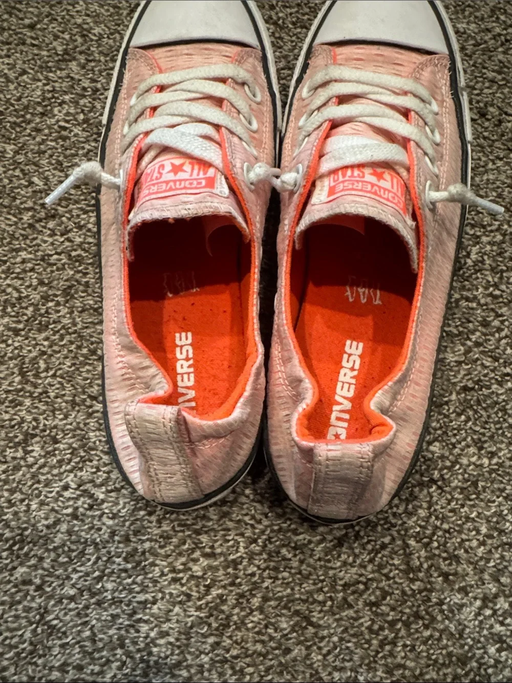 Converse All Star Low Top Sneakers in Coral and White - Picture 4 of 7